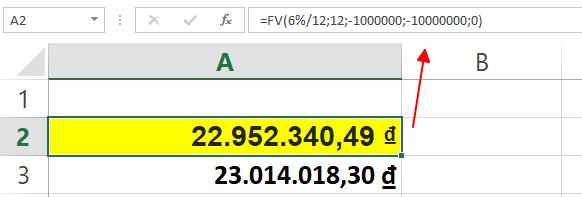 Tính giá trị tương lai của khoản đầu tư bằng hàm FV trong Excel đơn giản