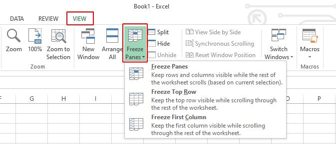 Cách giữ tiêu đề trong Excel cố định bằng Freeze Panes