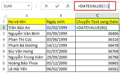 Hướng dẫn chuyển định dạng Text sang ngày tháng trong Excel