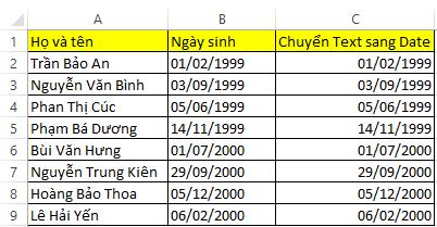 Hướng dẫn chuyển định dạng Text sang ngày tháng trong Excel