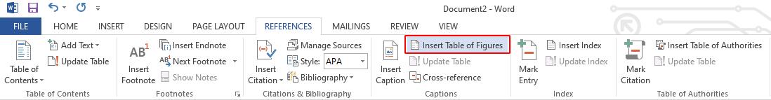 cách tạo danh mục bảng trong word 1