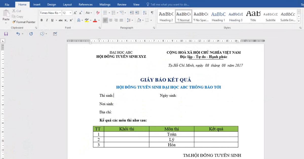 Hướng dẫn sử dụng chức năng Mail Merge cho trộn văn bản trong Word
