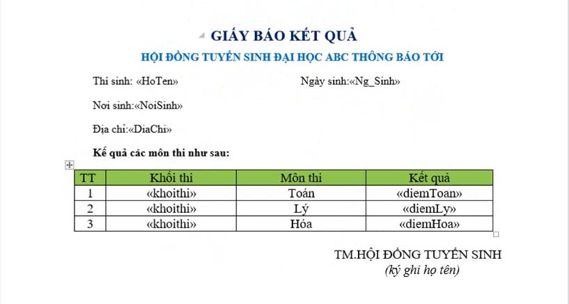 Hướng dẫn sử dụng chức năng Mail Merge cho trộn văn bản trong Word