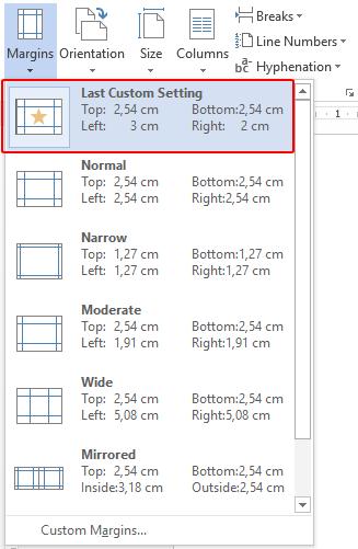 Cài đặt định dạng căn lề trong Word 5