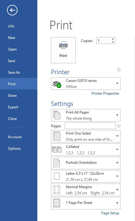 Hướng dẫn các chức năng in văn bản tài liệu trong Word