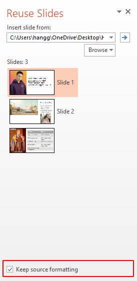 Sử dụng chức năng Reuse Slides để gộp nhiều file ppt thành 1 file bước 6