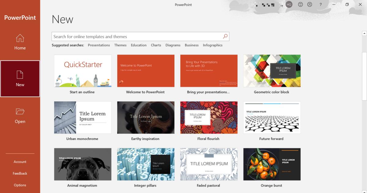 PowerPoint có rất nhiều template có sẵn