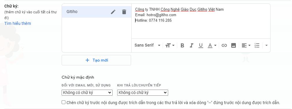 Hướng dẫn thiết lập font chữ và chữ ký trong Gmail chuyên nghiệp