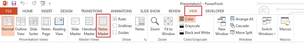 Notes Master trong PowerPoint - Ghi chú của người thuyết trình