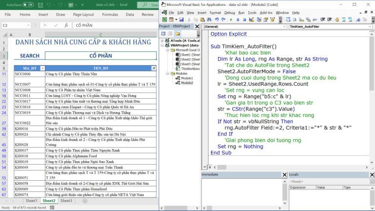 Cách tạo công cụ tìm kiếm nhanh trong Excel bằng VBA