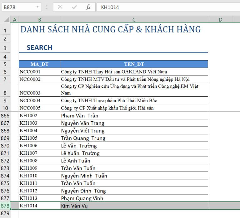 Cách tạo công cụ tìm kiếm nhanh trong Excel bằng VBA