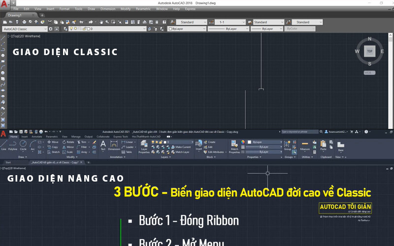 3 bước biến giao diện AutoCAD đời cao về Classic nhanh chóng và hiệu quả