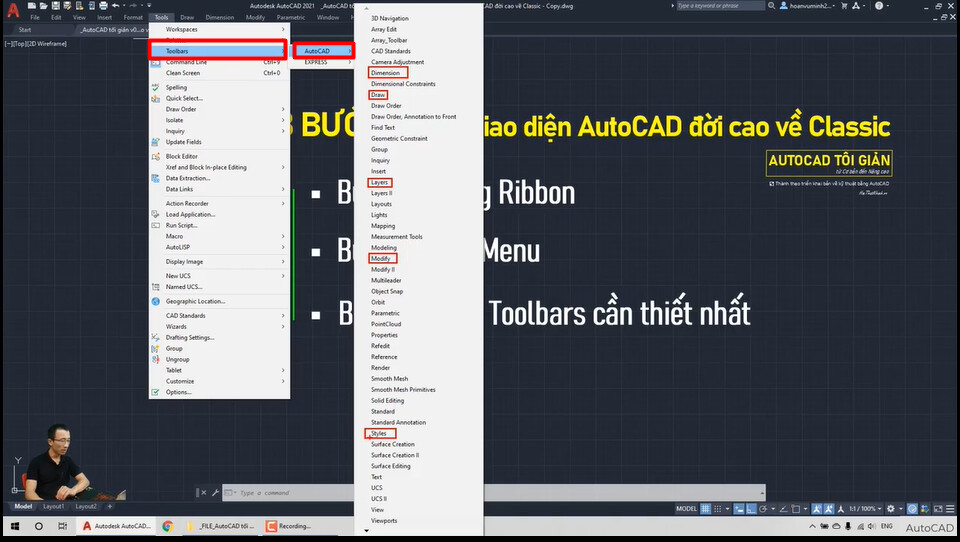 3 bước biến giao diện AutoCAD đời cao về Classic nhanh chóng và hiệu quả