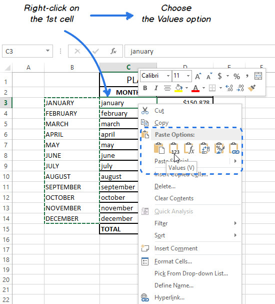 Sao chép lại dữ liệu từ Word sang Excel