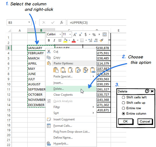 Xóa bỏ cột phụ