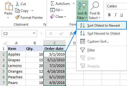 Cách sắp xếp thời gian trong Excel theo năm