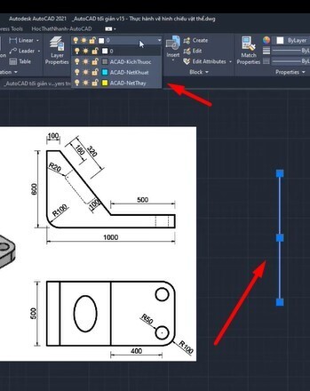 Thực hành dựng nhanh hình chiếu của vật thể trong AutoCAD