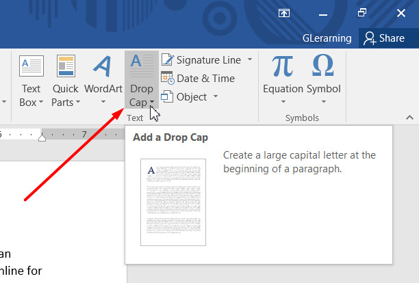 Cách tạo Drop Cap trong Word để viết to chữ cái đầu