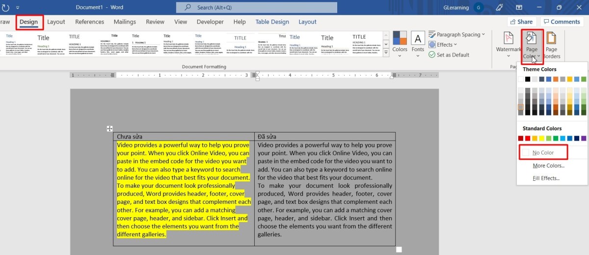 Xóa màu nền trong Word: Bạn đang tìm kiếm cách để làm cho tài liệu của mình trở nên chuyên nghiệp hơn? Thử sử dụng tính năng xóa màu nền trong Word để loại bỏ những màu sắc không cần thiết và tạo ra những tài liệu thật gọn gàng và đẹp mắt.