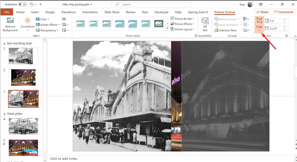 Cách tạo hiệu ứng hình ảnh đối xứng trong Powerpoint