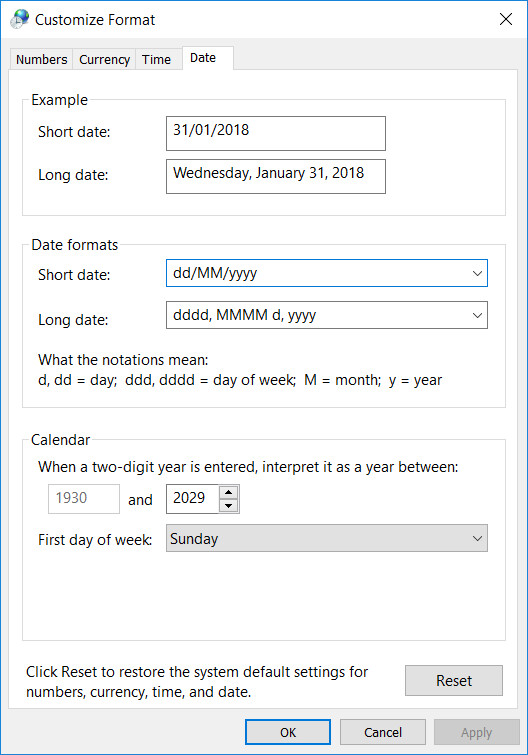 Thiết lập cài đặt thời gian mặc định trên máy tính