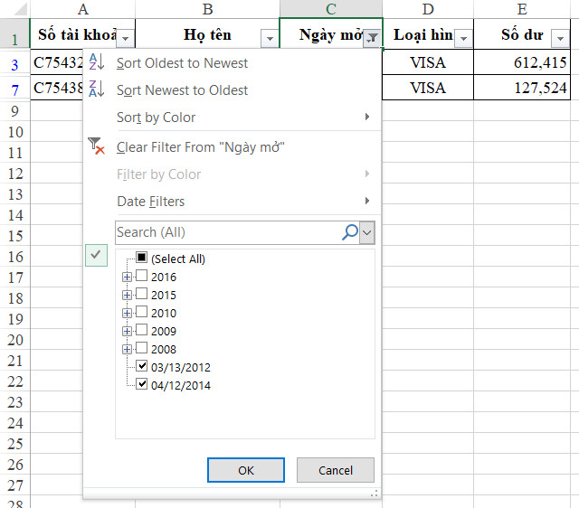 Lọc và sửa lỗi định dạng ngày tháng trong Excel