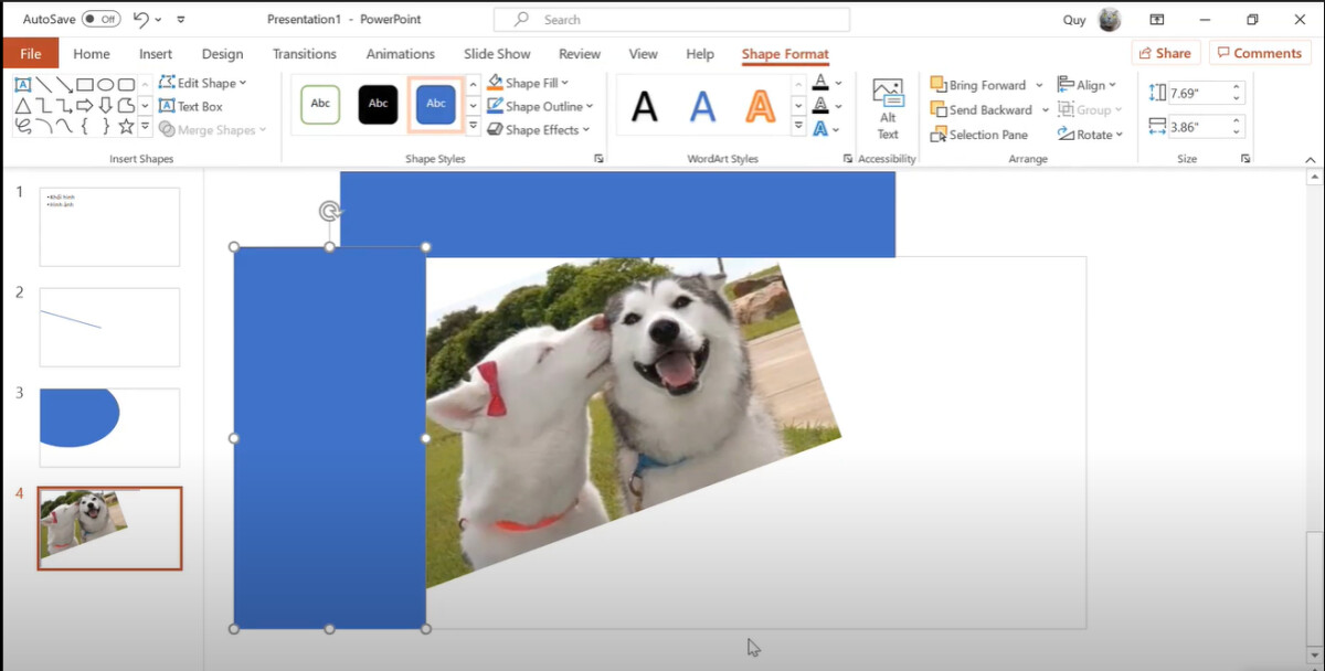 Xóa bỏ các chi tiết thừa nằm ngoài khung thiết kế Powerpoint