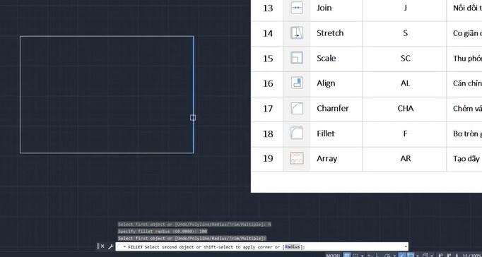 19 lệnh Modifying Commands hiệu chỉnh đối tượng hình học AutoCAD (Phần 2)