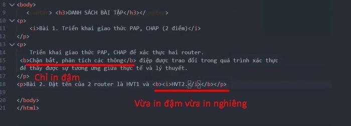 Bài tập thực hành với các thẻ định dạng chữ trong HTML