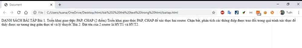 Bài tập thực hành với các thẻ định dạng chữ trong HTML
