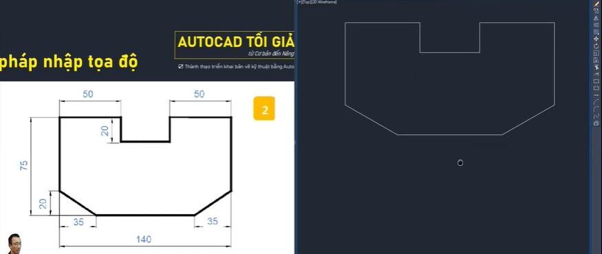 Bài tập thực hành vẽ AutoCAD nhanh bằng LINE và nhập tọa độ