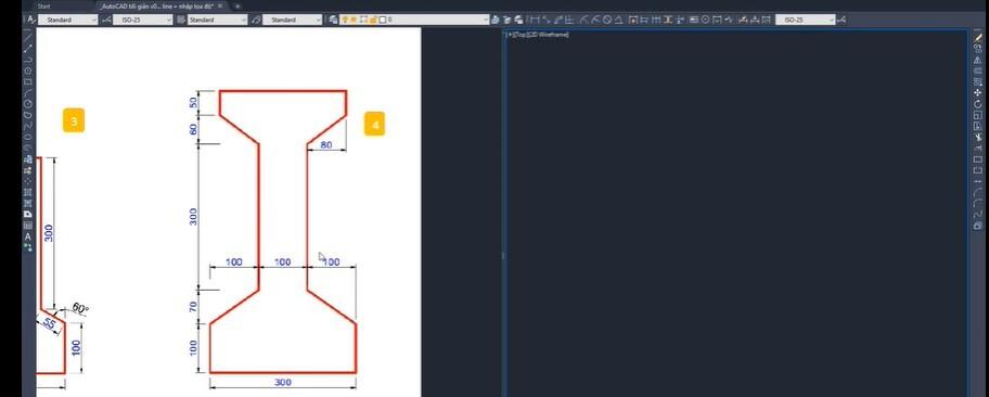 Bài tập thực hành vẽ AutoCAD nhanh bằng LINE và nhập tọa độ