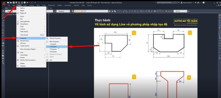 Bài tập thực hành vẽ AutoCAD nhanh bằng LINE và nhập tọa độ