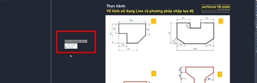 Bài tập thực hành vẽ AutoCAD nhanh bằng LINE và nhập tọa độ