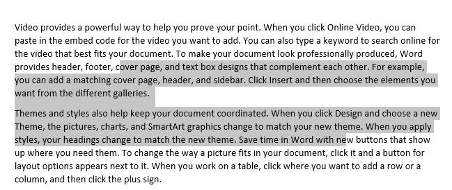 Các phím tắt trong Word dùng để chọn 2