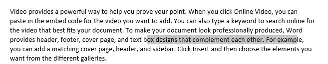 Các phím tắt trong Word dùng để chọn
