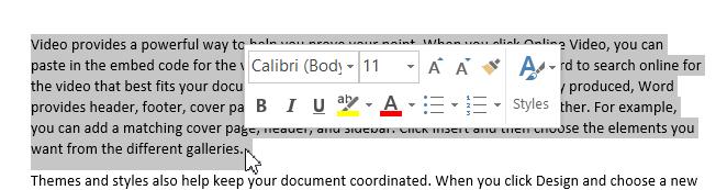 Các phím tắt trong Word dùng để chọn 4