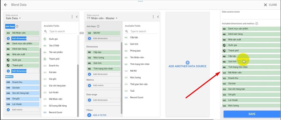 Hướng dẫn chi tiết cách Blend Data trong Google Data Studio