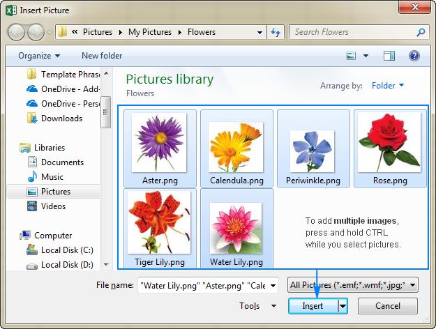 Chèn ảnh vào Excel