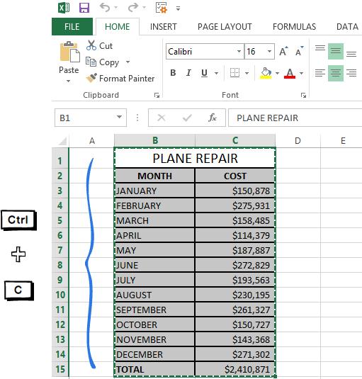 Copy dữ liệu từ Excel sang Word