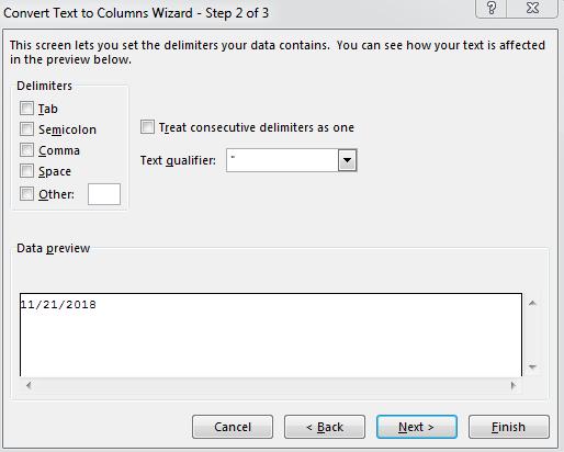 Sử dụng Text to column để định dạng ngày tháng bước 2