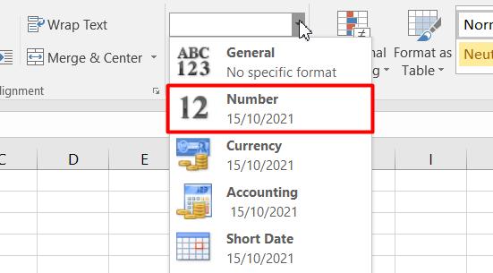 Cách chuyển ngày tháng năm sang dạng số bước 1