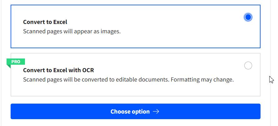 Bấm vào tùy chọn Convert to Excel