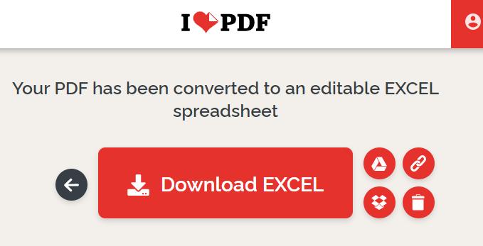 Tải file Excel từ Ilovepdf về máy