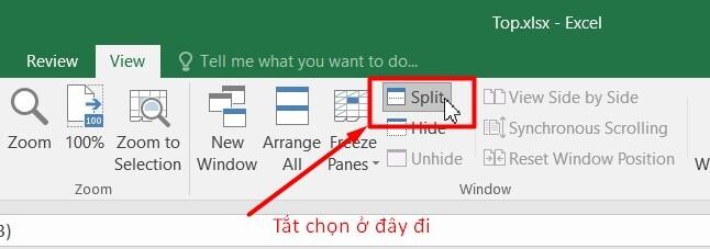 Cách xóa bỏ cố định dòng và cột trong Excel 2