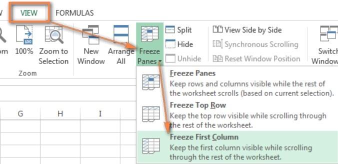 Cách cố định cột trong Excel với Freeze 1