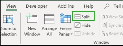 Cách cố định cả dòng và cột trong Excel với Split 1