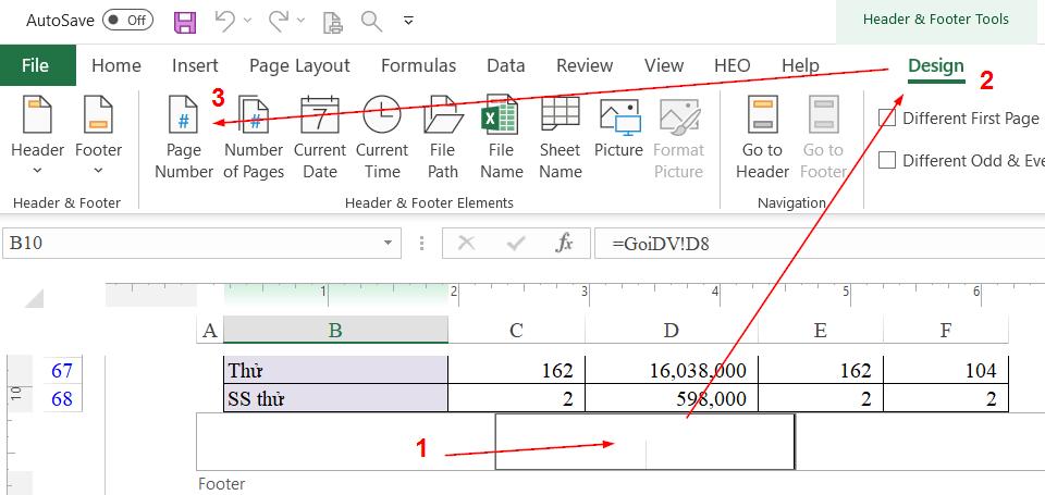 Cách đánh số trang trong Excel