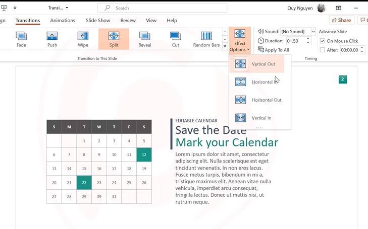 Các hiệu ứng Powerpoint Transition thường gặp và cách sử dụng