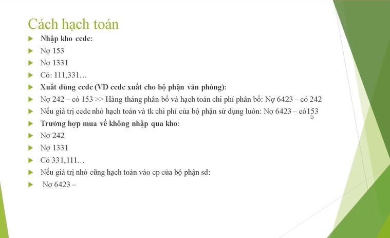 Cách hạch toán mua CCDC, phân biệt CCDC với tài sản cố định
